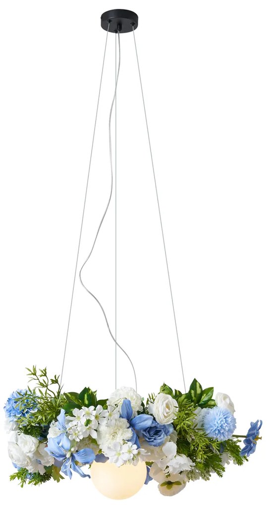 Bohemian plafondlamp zwart met gekleurde bloemen blauw en wit - Flower PowerBohemian G9 Bohemian rond Binnenverlichting Lamp