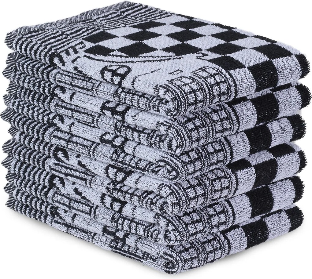 Keukendoek herenhuis – 6 stuks – 50×50 – zwart