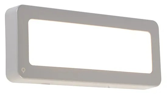 Moderne rechthoekige buitenwandlamp grijs incl. LED - Prim