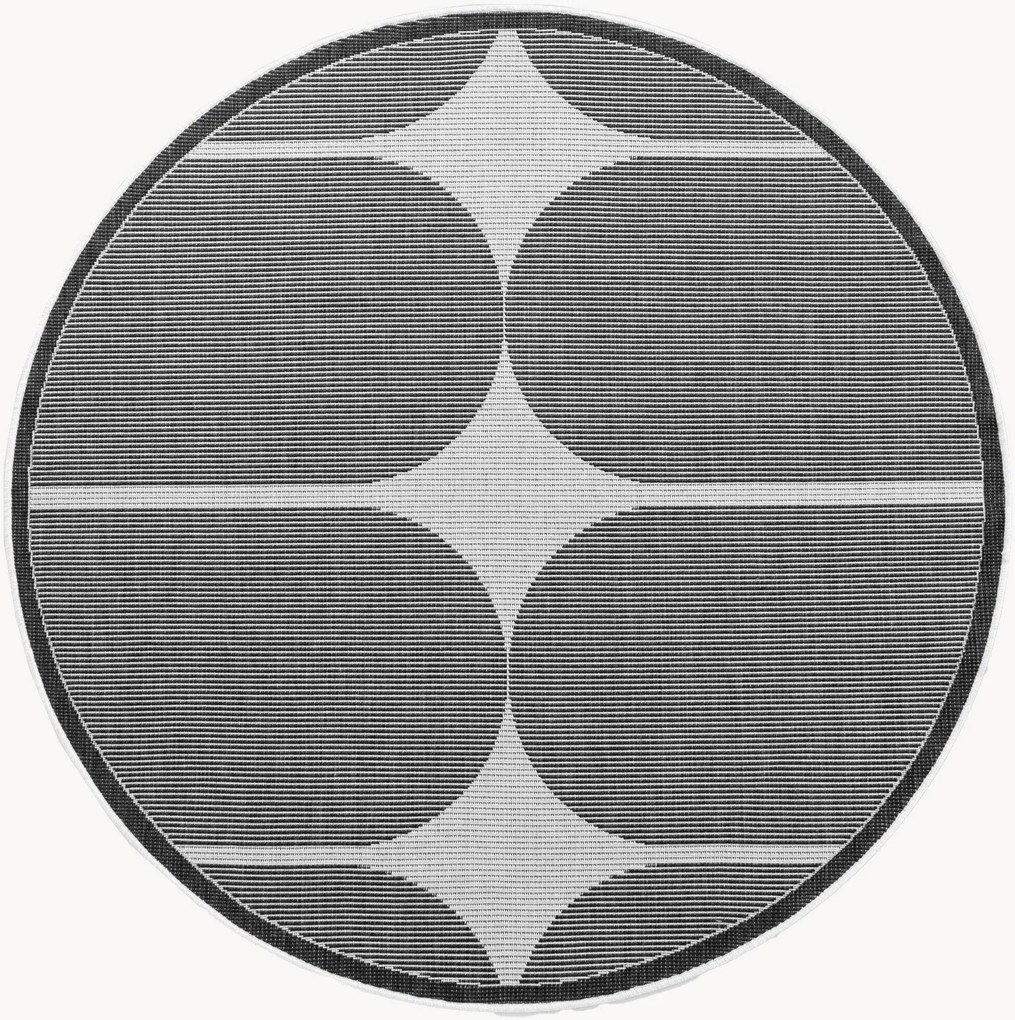 Rond in- & outdoor laagpolig vloerkleed Duet Bowen, omkeerbaar