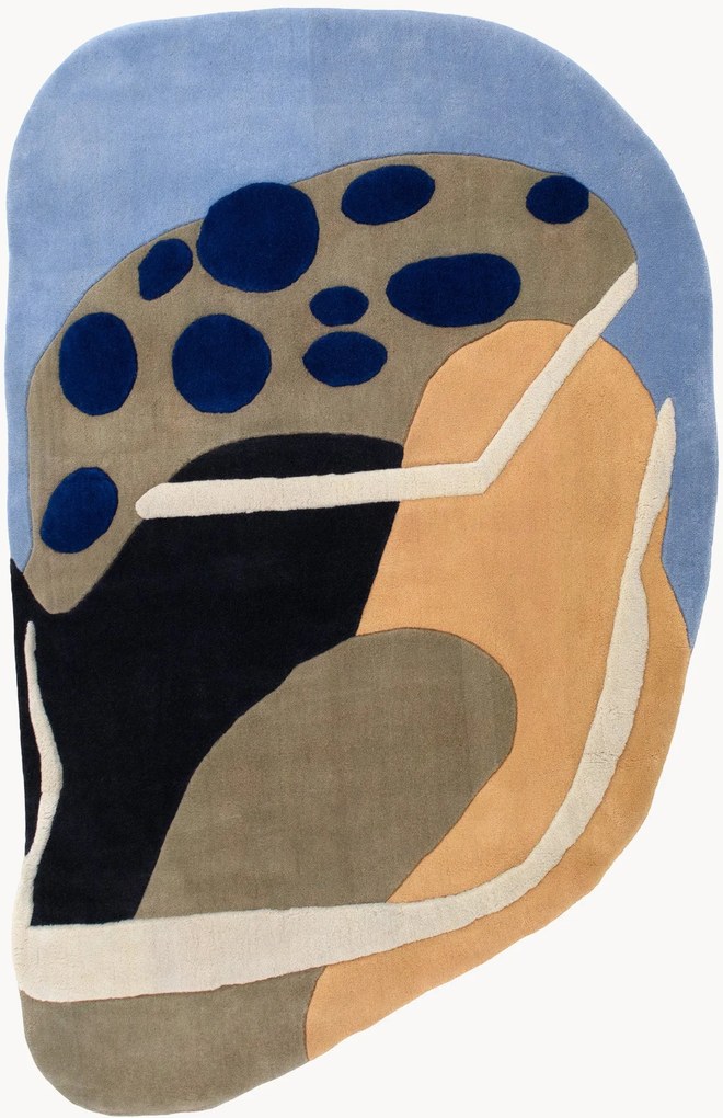 Handgeknoopt wollen vloerkleed Papillon met hoog-laag-effect