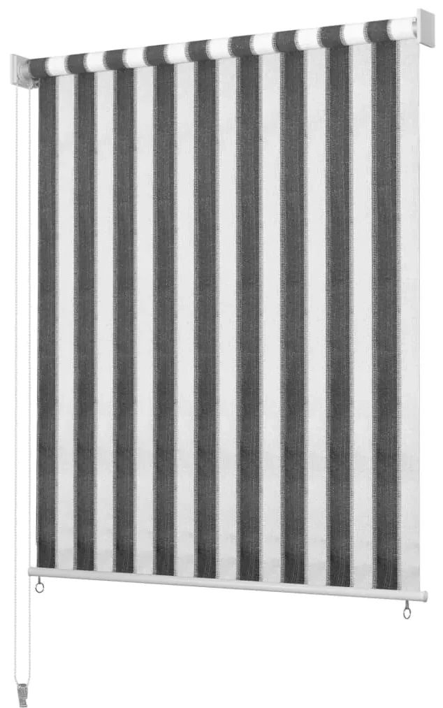 vidaXL Rolgordijn voor buiten gestreept 200x140 cm antraciet en wit