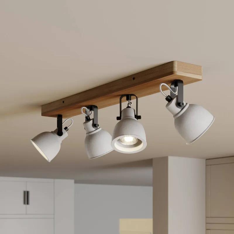 Mirka LED plafondlamp, dennenhout, 4-lamps - lampen-24