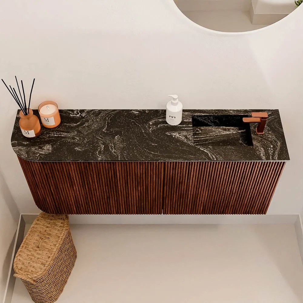 Mondiaz Joya DLux 100cm toiletmeubel ronding links ruby met wastafel faye rechts 1 kraangat lava