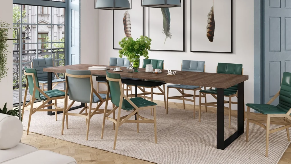 AVELLA Bruin Eik - LOFT TAFEL VOOR WOONKAMER/EETKAMER UITKLAPBAAR TOT 3,1 m!
