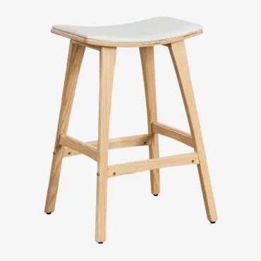 Lorete 65cm Hoge Kruk In Hout En Kunstleer Natuurlijk Hout - Sklum