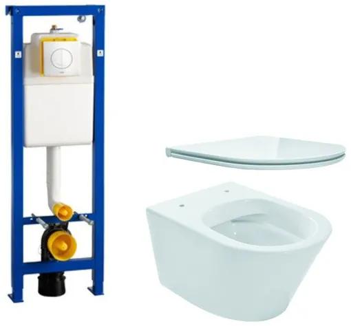 Wiesbaden Vesta toiletset spoelrandloos 52cm inclusief Wisa XS toiletreservoir en flatline met softclose en quickrelease toiletzitting met bedieningsplaat wit