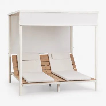 Reclameerbare Balinese Bed Van Acaciahout En Staal Sirka Gardenia Wit - Sklum
