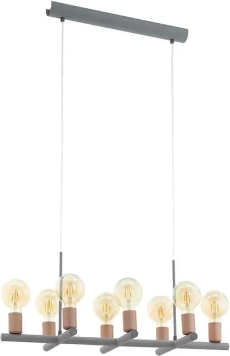 EGLO hanglamp Adri 1 8-lichts - grijs/roségoud - Leen Bakker