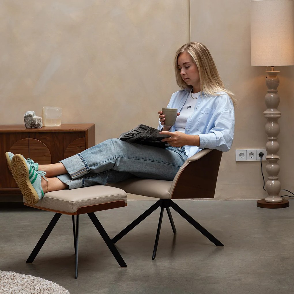 Zuiver Frie Walnoot Loungestoel Leatherlook