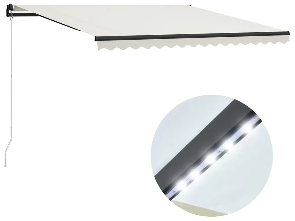 vidaXL Luifel handmatig uittrekbaar met LED 400x300 cm crème