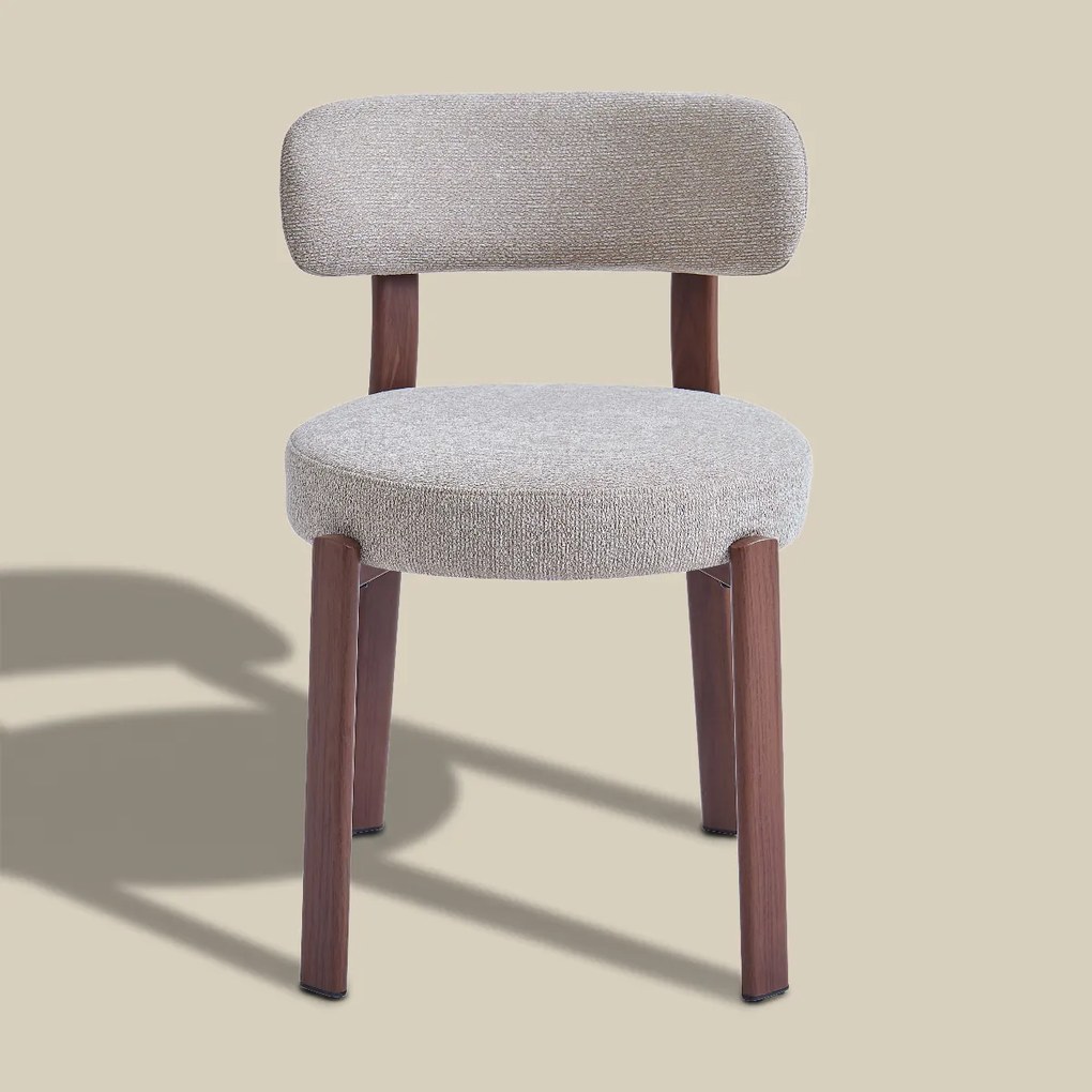 Walnoot Eetkamerstoel Met Beige Zitting