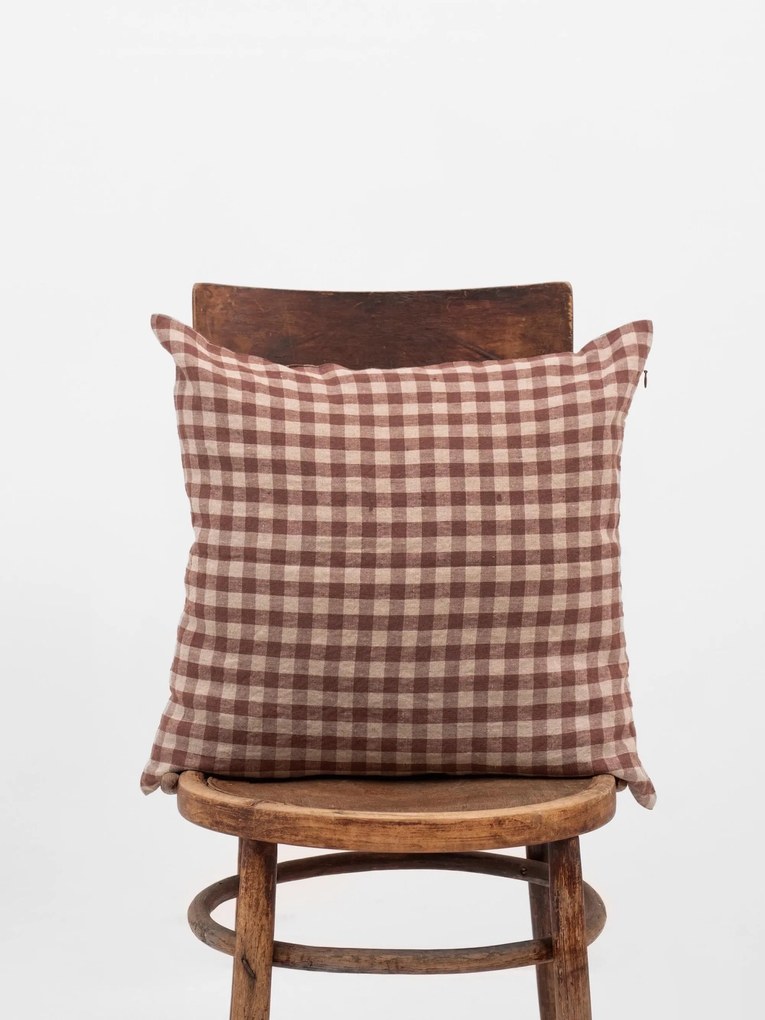 Linnen kussenhoes Chocolate Gingham
