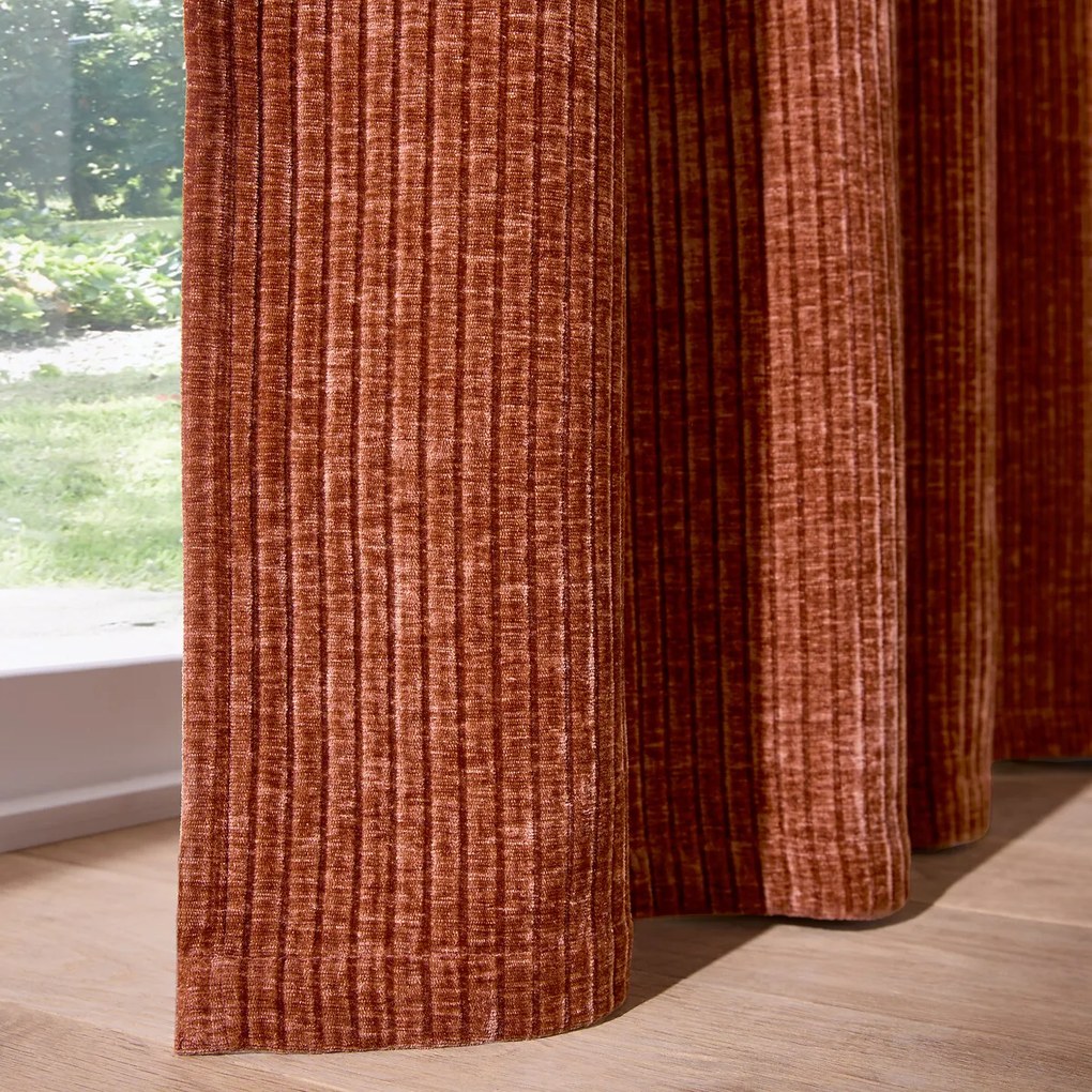 Gordijn van corduroy, met aangerimpelde bies en wave, CARLY