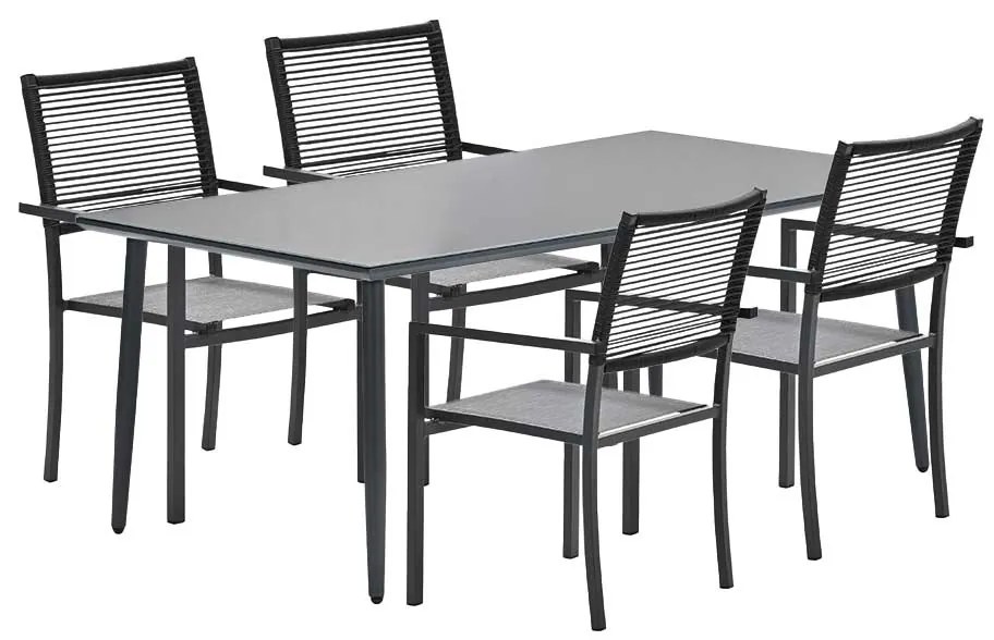 Garden Impressions Tess tuinset 5-delig donker grijs - Senna tuintafel 180x100 cm