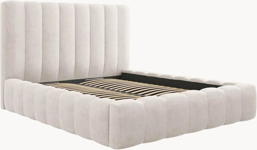 Chenille gestoffeerd bed Gina met opbergruimte