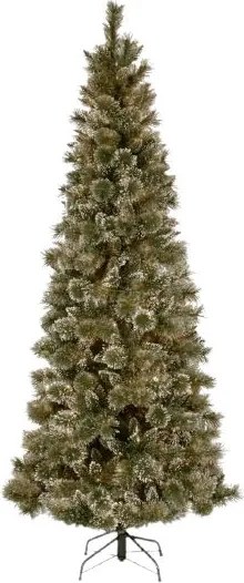 Glittery Bristle kunstkerstboom - 213 cm - groen - Diameter 65 cm - 812 tips - besneeuwd, dennenappels &amp; glitter - metalen voet