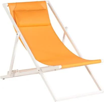 Exotan Beach tuinstoel - oranje, wit aluminium frame