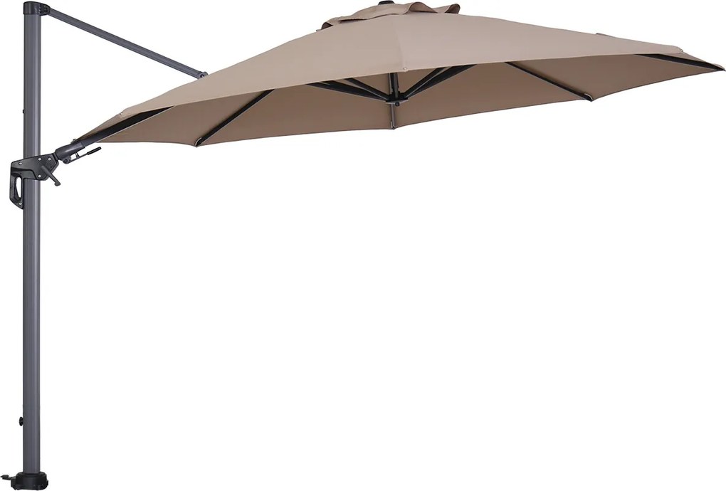 Garden Impressions Hawaii zweefparasol Ø350 cm - frame carbon black - taupe doek