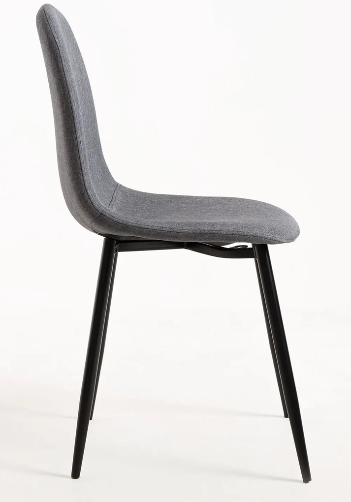 Set van 4 Zwarte Teok Stoffen Stoelen