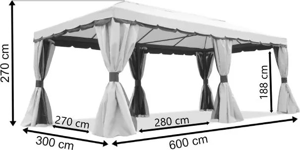 Bruin tuinpaviljoen met muskietennet Valencia 3x6 m Garden Point