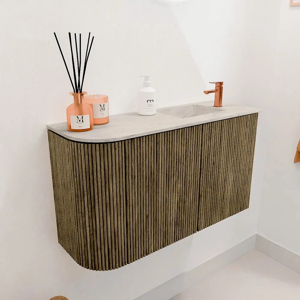 Mondiaz Joya DLux 70cm toiletmeubel ronding links dusk met wastafel faye rechts 1 kraangat ostra