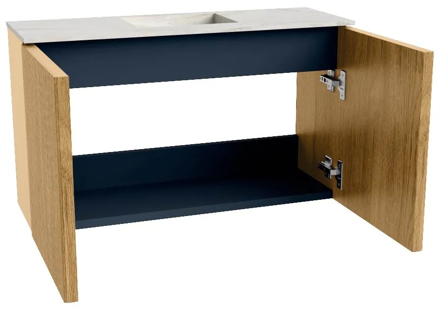 Mondiaz Joya DLux 70cm toiletmeubel oak met wastafel faye midden zonder kraangat opalo