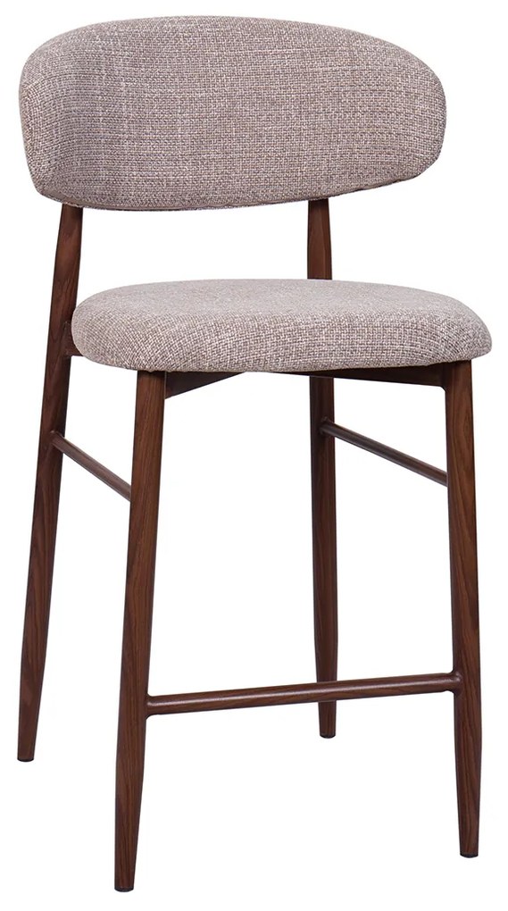 Barkruk Met Rugleuning Walnoot Beige
