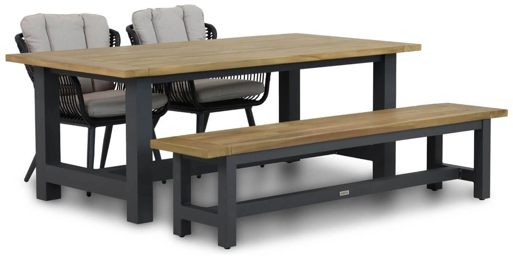 Tuinset 4 personen 200 cm Wicker/Aluminium/Aluminium/wicker Zwart Coco Azzano/San