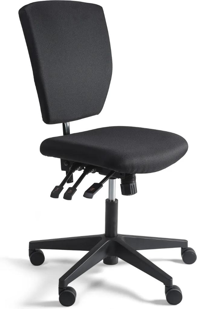 24Designs Bedrijfsstoel En Werkstoel Laag - Stof Zwart - Zithoogte 48 - 63 Cm - Zwart Onderstel