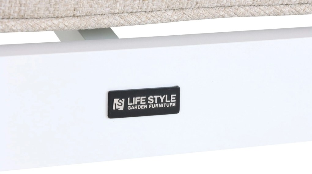Hoek loungeset 5 personen Aluminium/Polywood (teakfinish) Wit Lifestyle Garden Furniture Bilbao