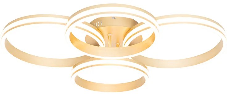 Plafondlamp messing incl. LED 3-staps dimbaar 4-lichts - Navara