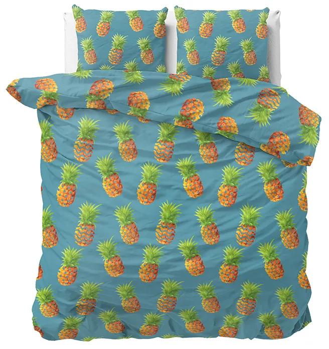 Sleeptime Elegance Pineapples - Blauw 1-persoons (140 x 220 cm + 1 kussensloop) Dekbedovertrek