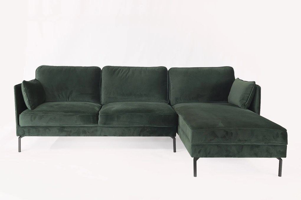 Dimehouse | Hoekbank Peppin 3-zits velvet zithoogte 46 cmzitdiepte 59 cmhoogte 85 cmdikte groen zitbanken velvet banken | NADUVI outlet