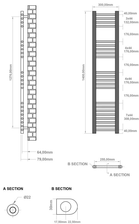 Eastbrook Wingrave handdoekradiator 30x140cm chroom 302W