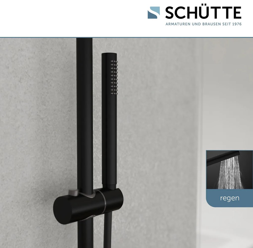 Schutte Aquaduct regendoucheset met thermostatische kraan zwart mat