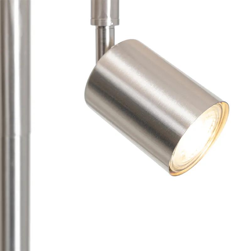 Vloerlamp staal met kap wit en leeslamp - Jelena Modern E27 rond Binnenverlichting Lamp