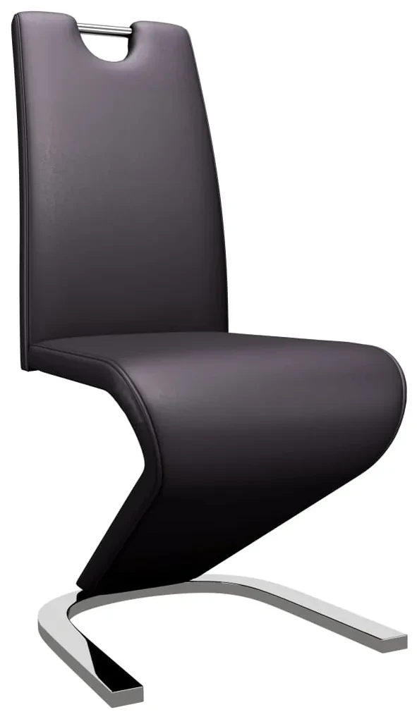 vidaXL Eetkamerstoelen met zigzag-vorm 2 st kunstleer bruin