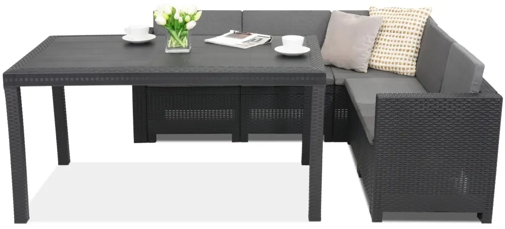 Colorado Comida 5 antraciet Bica technorattan hoek met tuintafel
