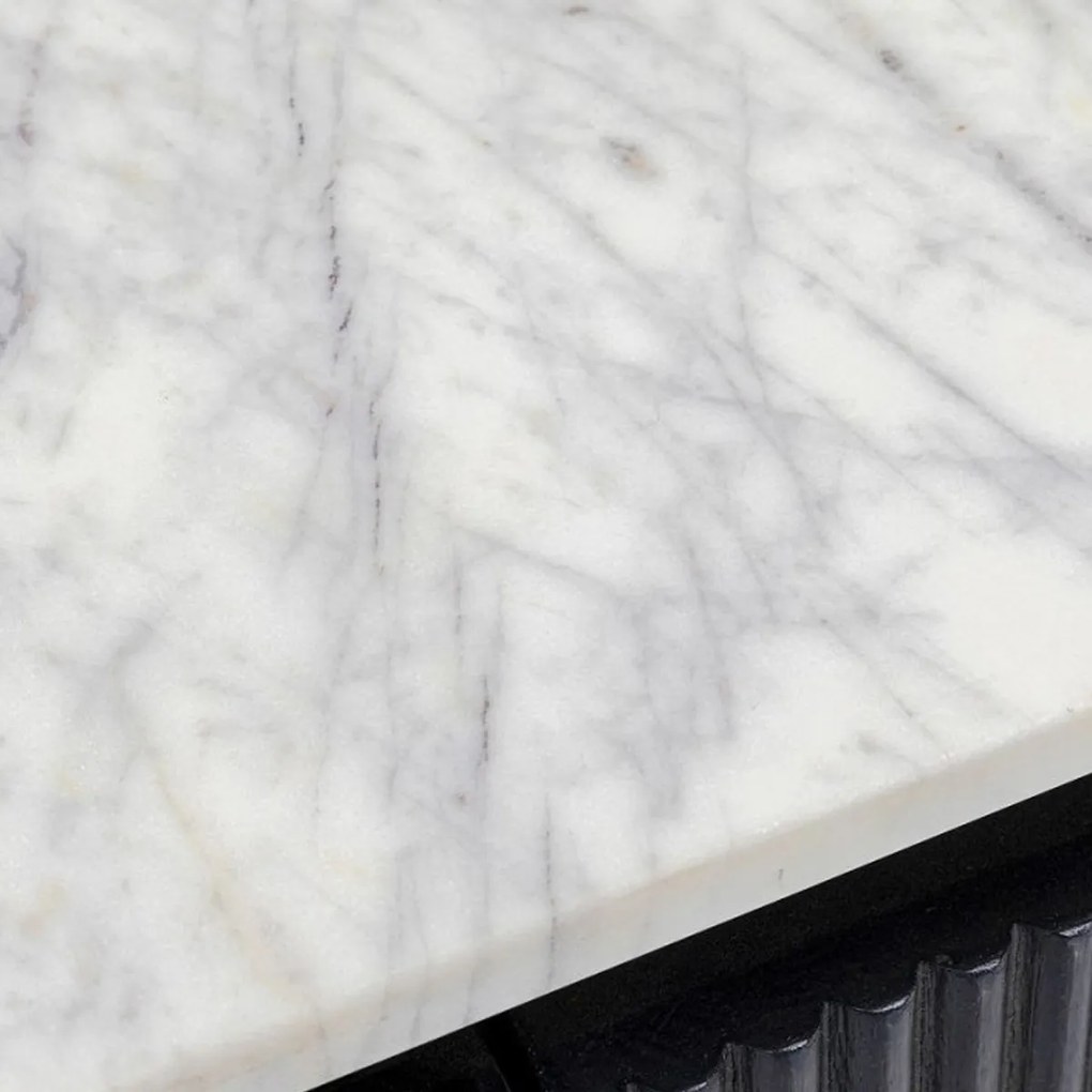 Kare Design Glenn Ovale Sidetable Zwart Met Wit Marmer - 100 X 32cm.