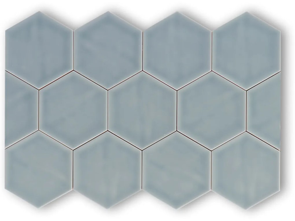Hoogglans Handvorm Wandtegel 10.8x12.4 Cm Hexagon Princeton Licht Blauw RBT55