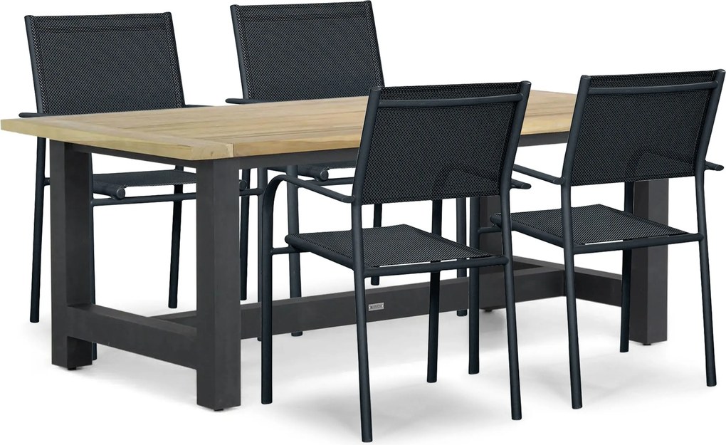 Tuinset 4 personen 200 cm Aluminium Grijs Presto Brentino/San