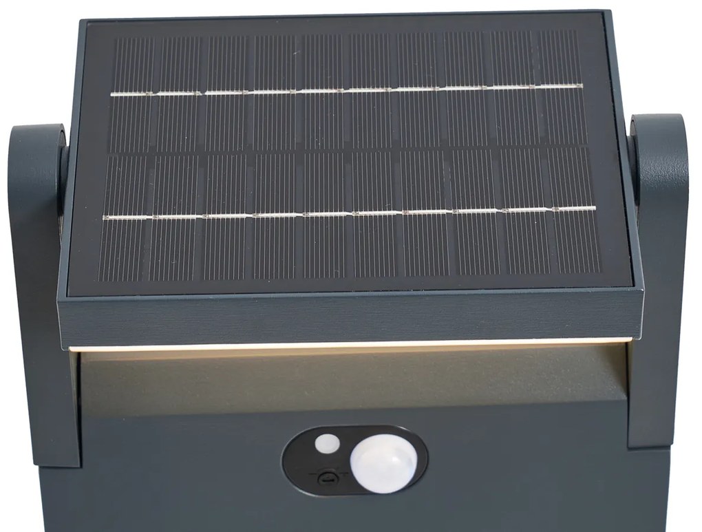 Buitenpaal donkergrijs met bewegingssensor 60cm IP54 solar - Judge
