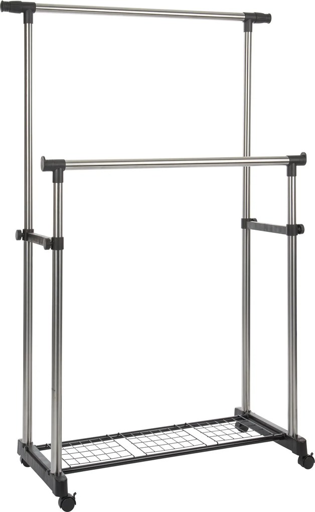 Practo Home kledingrek dubbel extra zwaar Chroom - Kledingrekken en -kasten - 42,5x167x153cm - hoogte: min. 85,5 cm