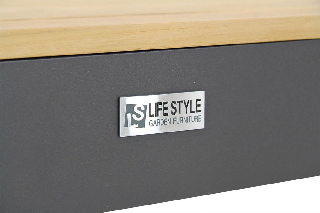 Loungeset 6 personen Aluminium/Teak Grijs Lifestyle Garden Furniture Vittoria
