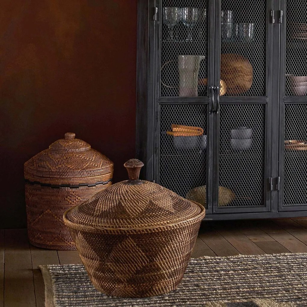 Mand Ø40 x H50 cm bamboe en gevlochten rotan, Brazil