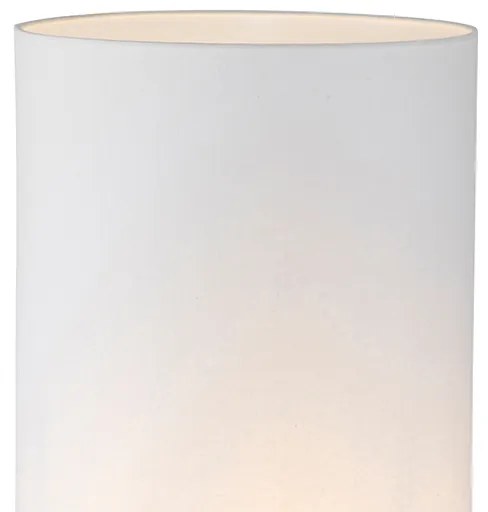 Stoffen Landelijke vloerlamp hout met witte kap - Lengi Landelijk E27 cilinder / rond Binnenverlichting Lamp