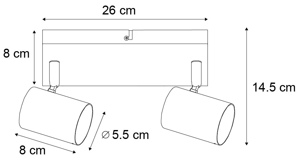 Moderne plafondlamp zwart 2-lichts verstelbaar rechthoekig - Jeana