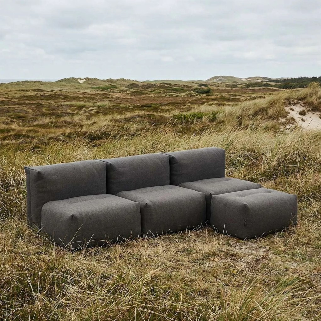 Soft Zitzak Outdoor 3 Seater Open + Pouf - Kirra Noir