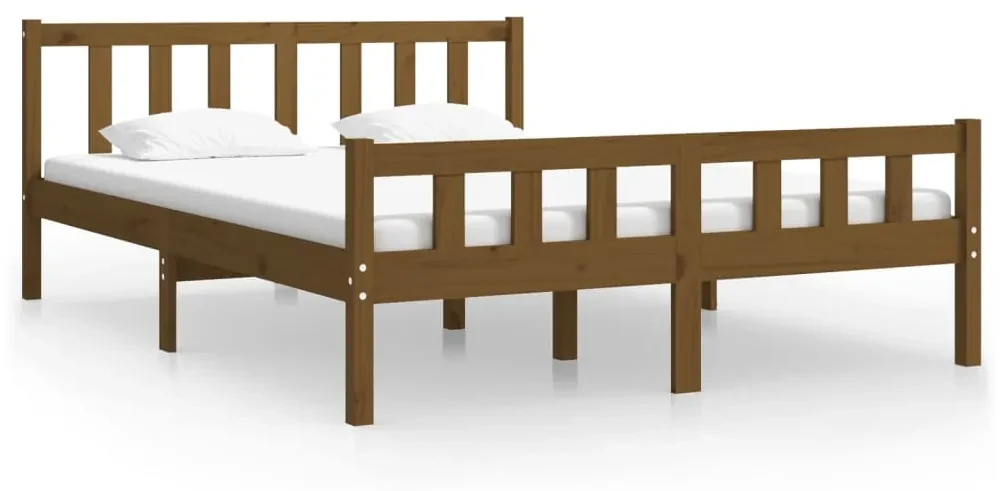 vidaXL Bedframe massief hout honingbruin 135x190 cm 4FT6 Double